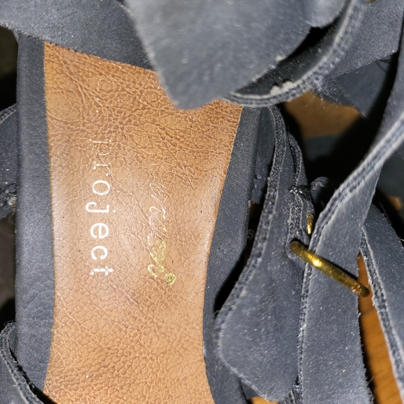 Matt Bernson 'Marion' Black Strappy Vegan Leather Platform Wedges  - Size 8 - Picture 9 of 10